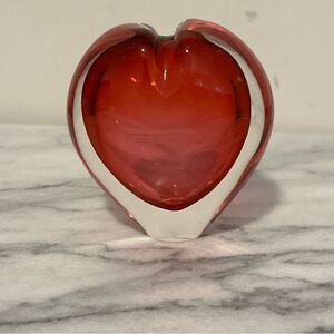 Murano somerso Red Glass Heart Sculpture uni floral vase